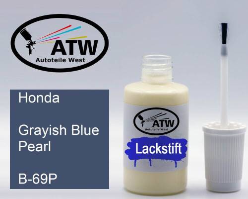 Honda, Grayish Blue Pearl, B-69P: 20ml Lackstift, von ATW Autoteile West.